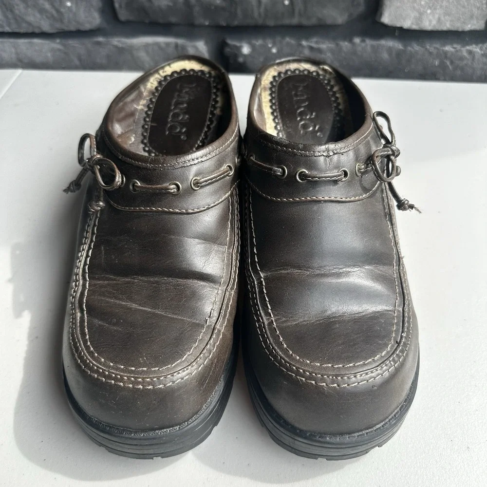 Vintage Y2K Mudd Brown Chunky Platform Heel Mule Clogs Shoes - Women's Size 10